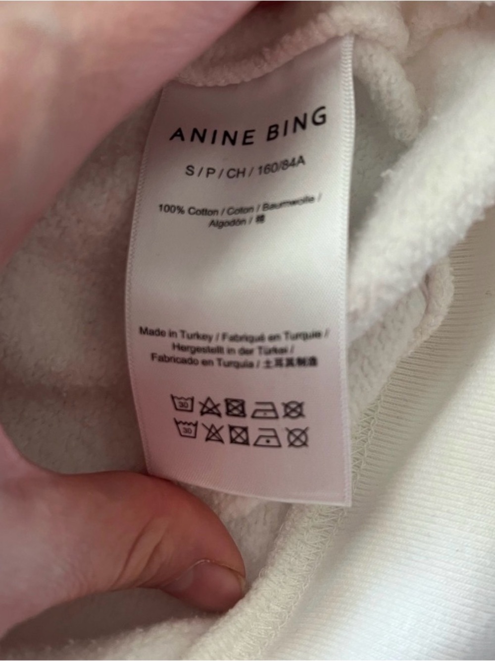 ANINE BING White Pullover Hoodie with Green Logo - Picture 3 of 3
